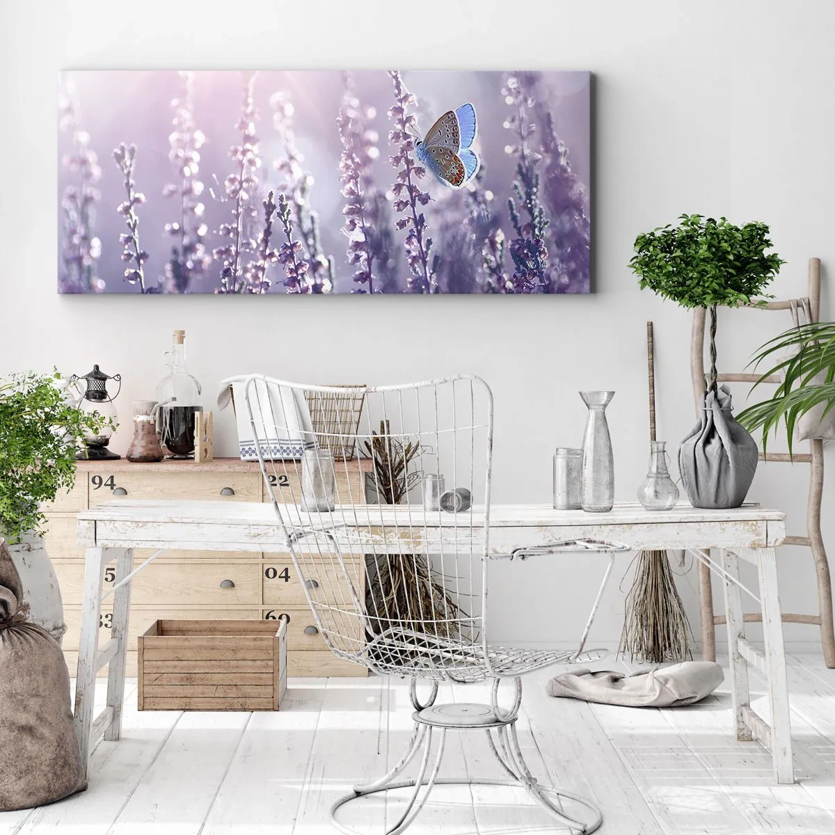 Canvastavla - Bild på duk - En fjärils kyss - 160x50 cm
