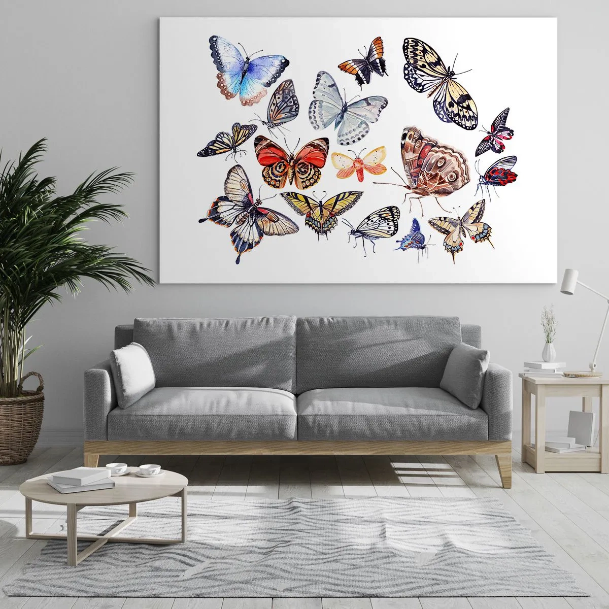 Glastavla - Bild på glas - Färgglada fjärilar - 120x80 cm