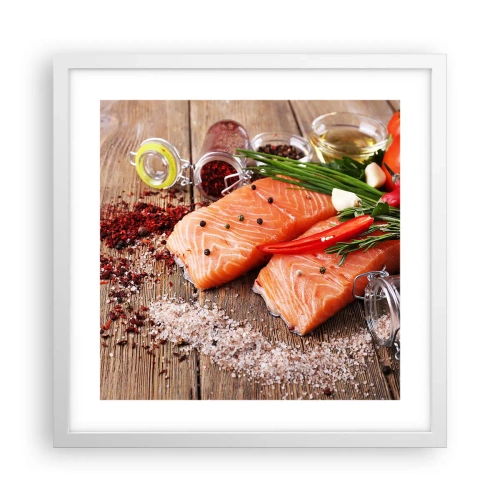 Affisch i vit ram - Norskt äventyr i köket - 40x40 cm