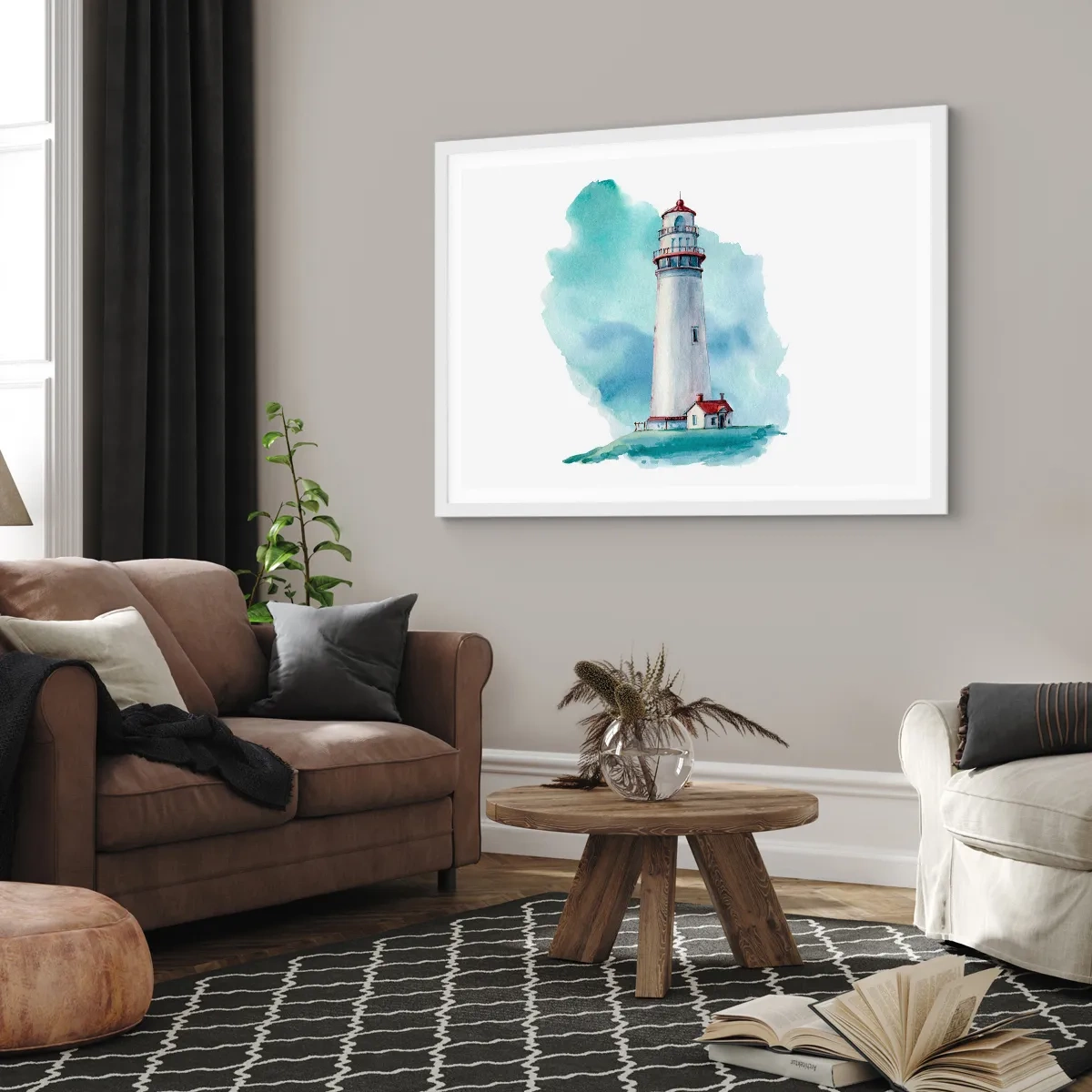 Affisch i vit ram - Milda syster av det blåa - 100x70 cm
