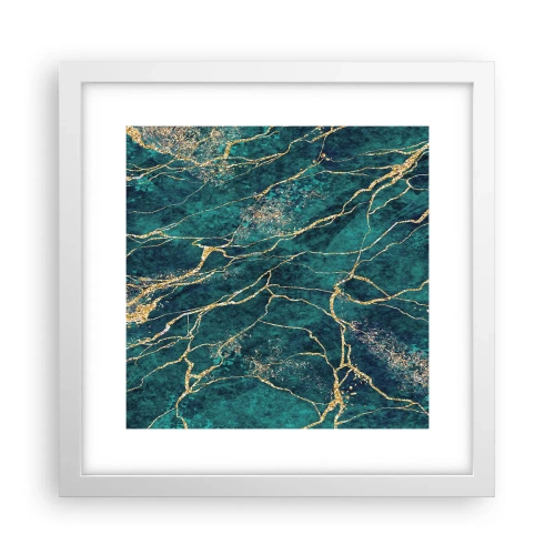 Affisch i vit ram - Guldåder - 30x30 cm