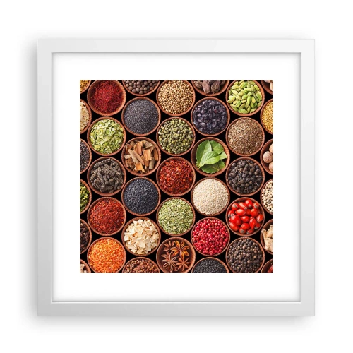 Affisch i vit ram - Världens alla smaker - 30x30 cm