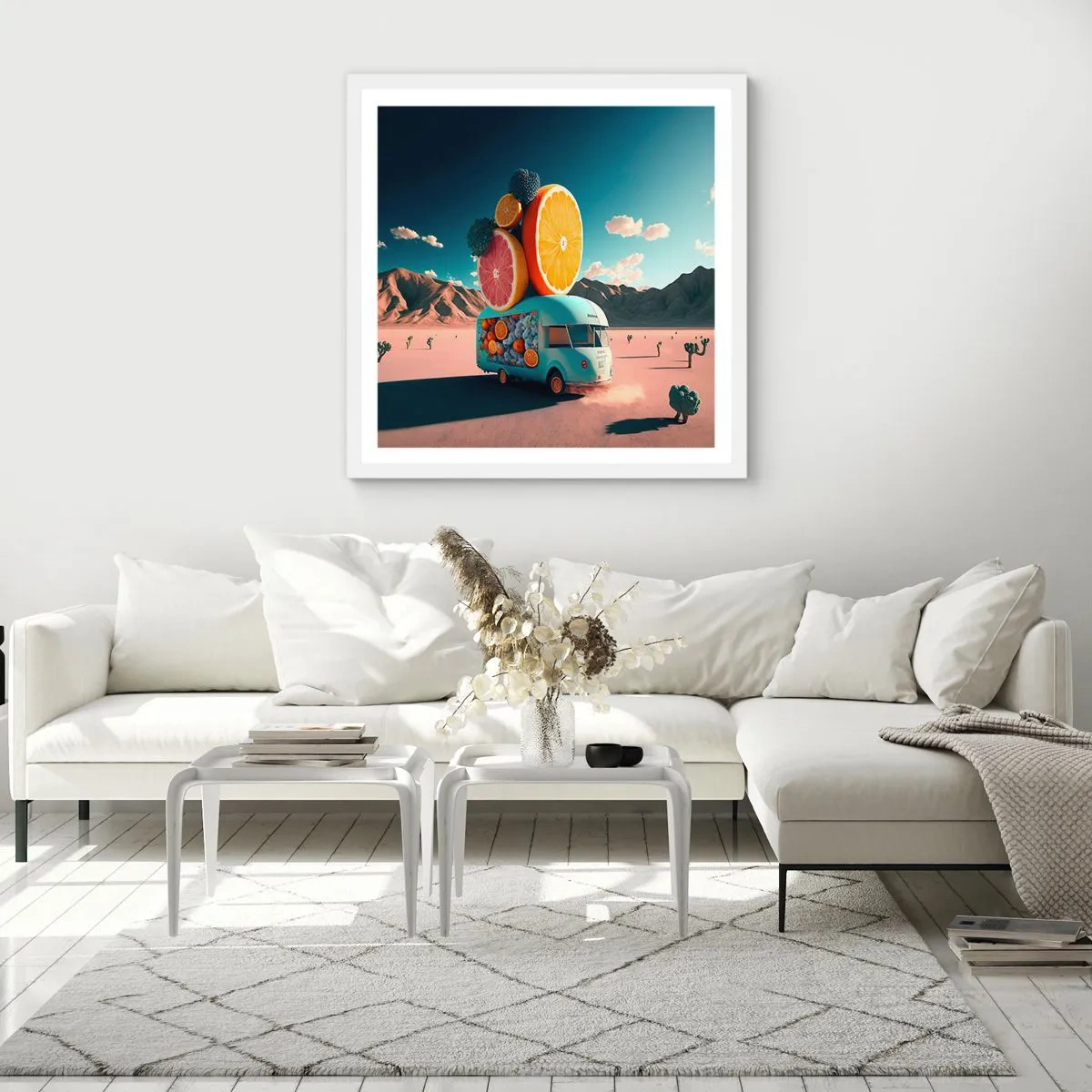 Affisch i vit ram - En smak av semester - 30x30 cm