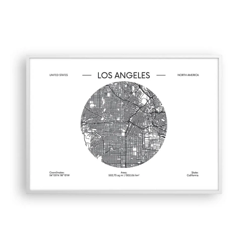 Affisch i vit ram - Los Angeles anatomi - 100x70 cm