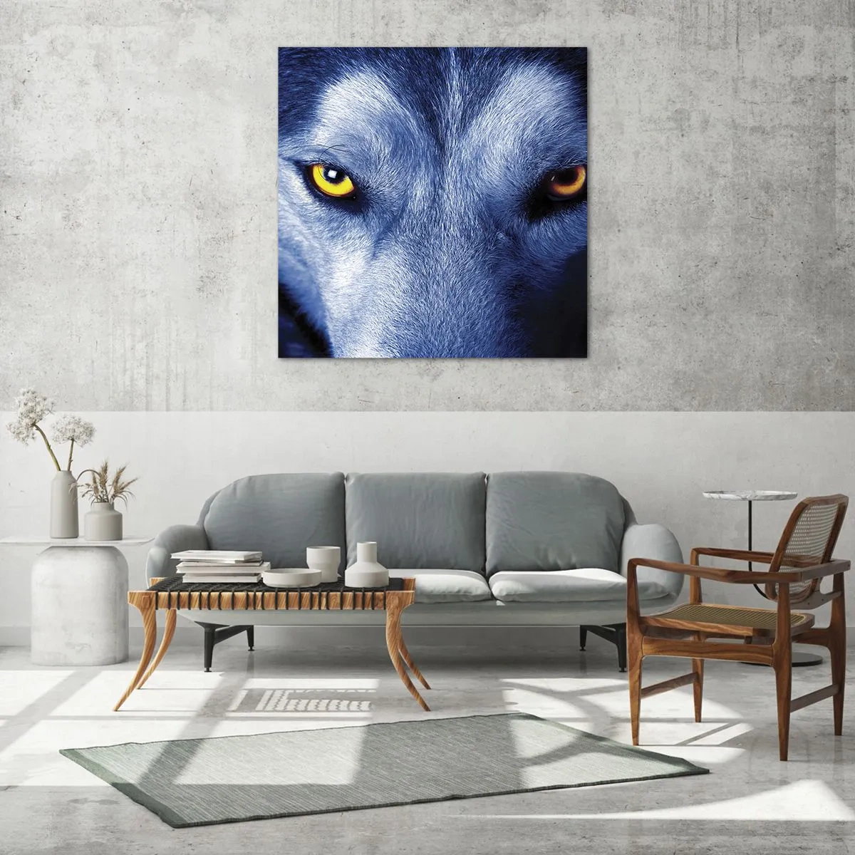 Glastavla - Bild på glas - Hypnotiserade titt - 70x70 cm