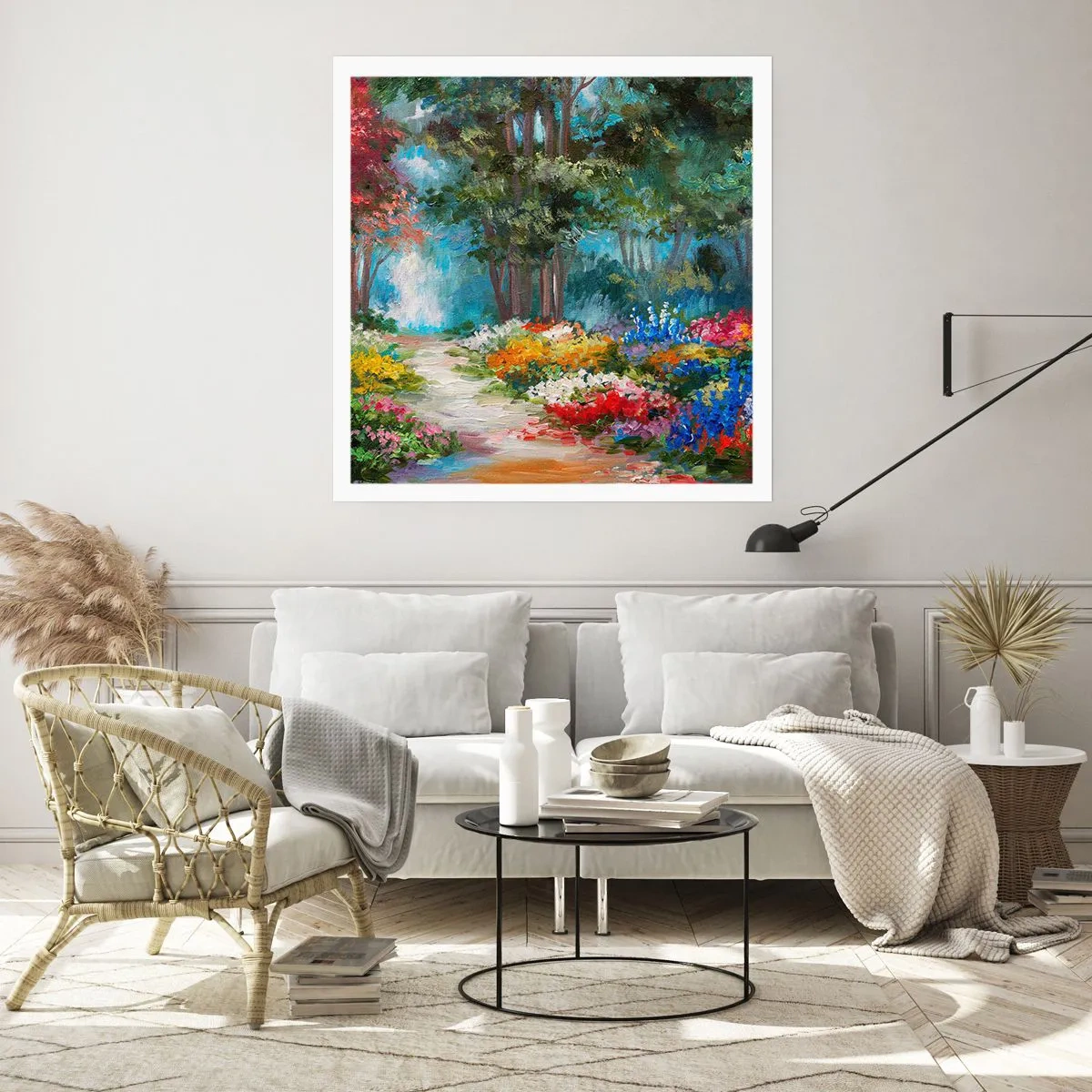 Affisch - Skogsträdgård, blomskog - 40x40 cm