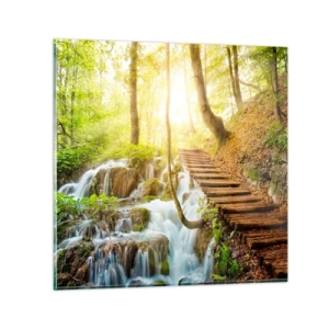 Glastavla - Bild på glas - Efterlängtad svalka - 30x30 cm