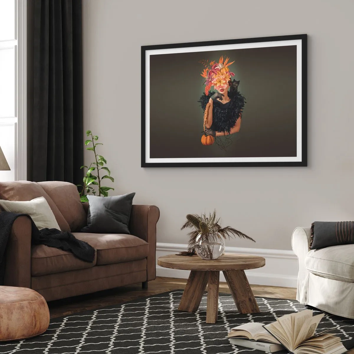 Affisch i svart ram - Häxans troll - 100x70 cm