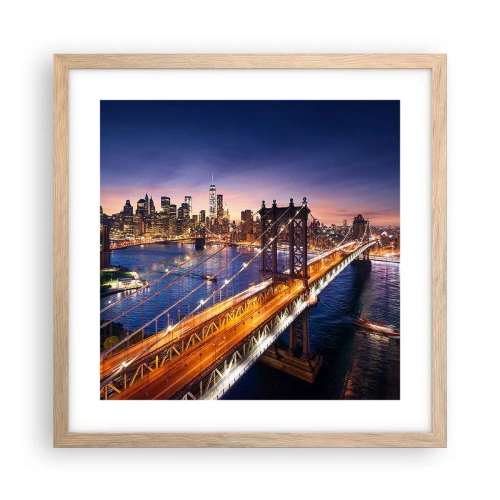 Affisch i ram av ljusek - Över ljusbron till stadens hjärta - 40x40 cm