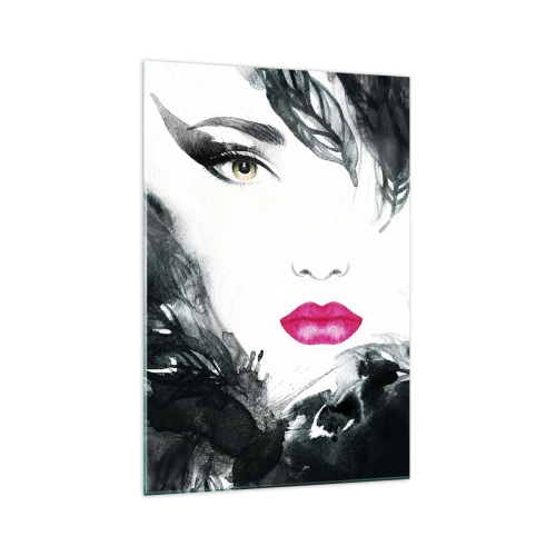 Glastavla - Bild på glas - Observera! Femme fatale - 70x100 cm