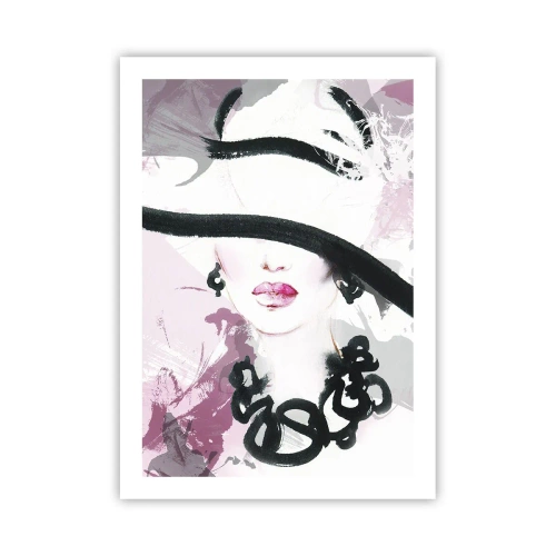 Affisch - En damportätt i svart och rosa - 50x70 cm