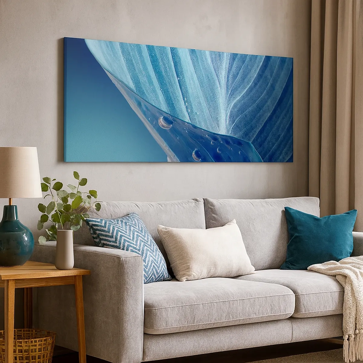 Canvastavla - Bild på duk - Dolda droppar av blått - 30x30 cm