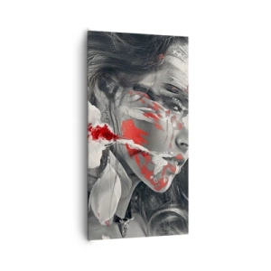 Canvastavla - Bild på duk - Röd-vit absurdhet - 65x120 cm