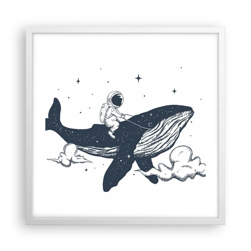 Affisch i vit ram - Rymdäventyr - 50x50 cm