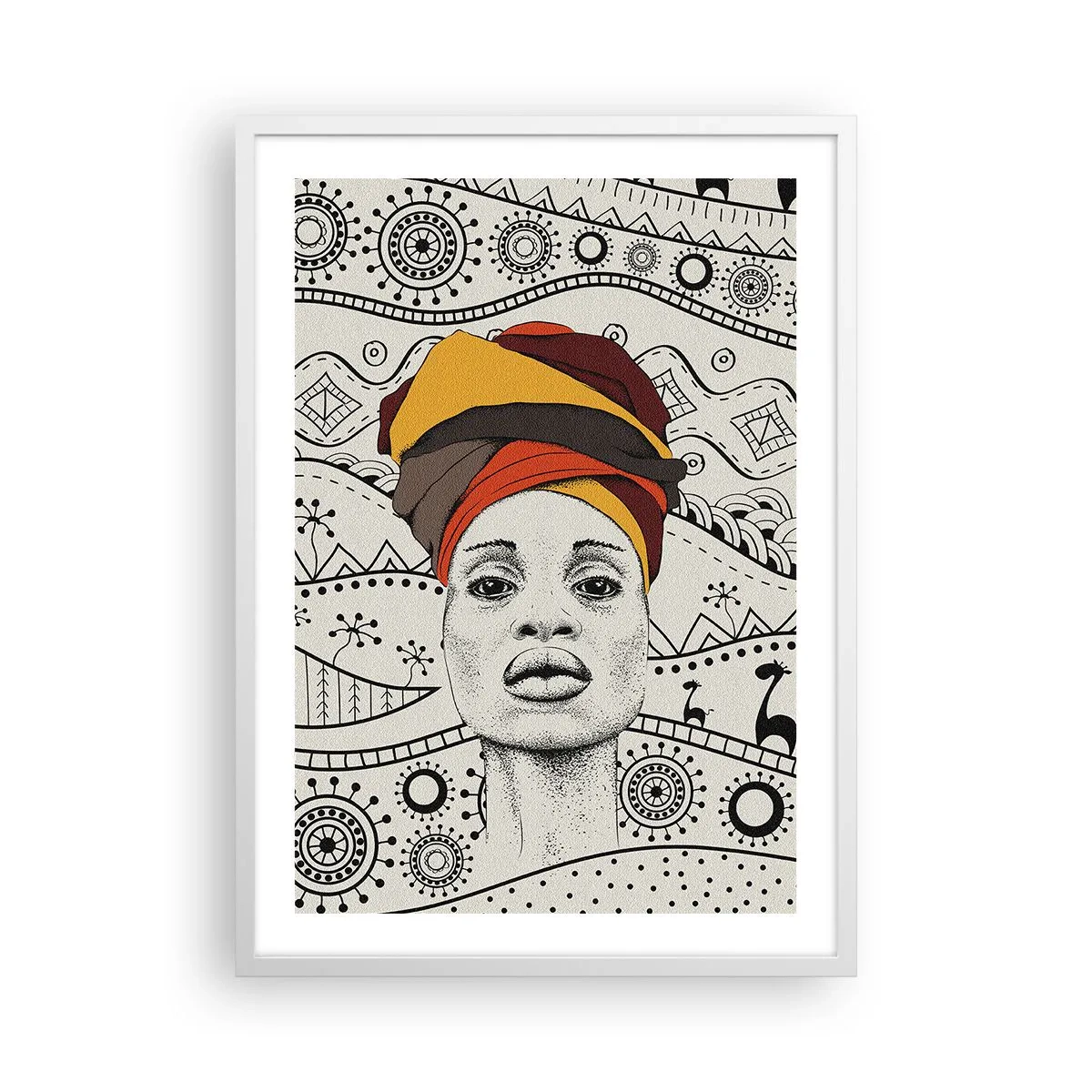 Affisch i vit ram - Afrikanskt porträtt - 50x70 cm