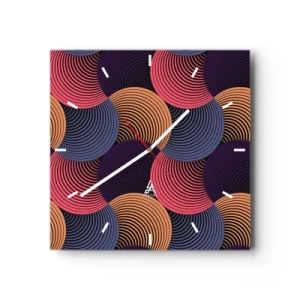 Väggklocka - Klocka på glas - I en cirkulär rytm - 40x40 cm