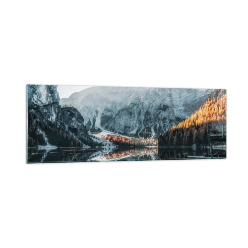 Glastavla - Bild på glas - Spegellandskap - 90x30 cm