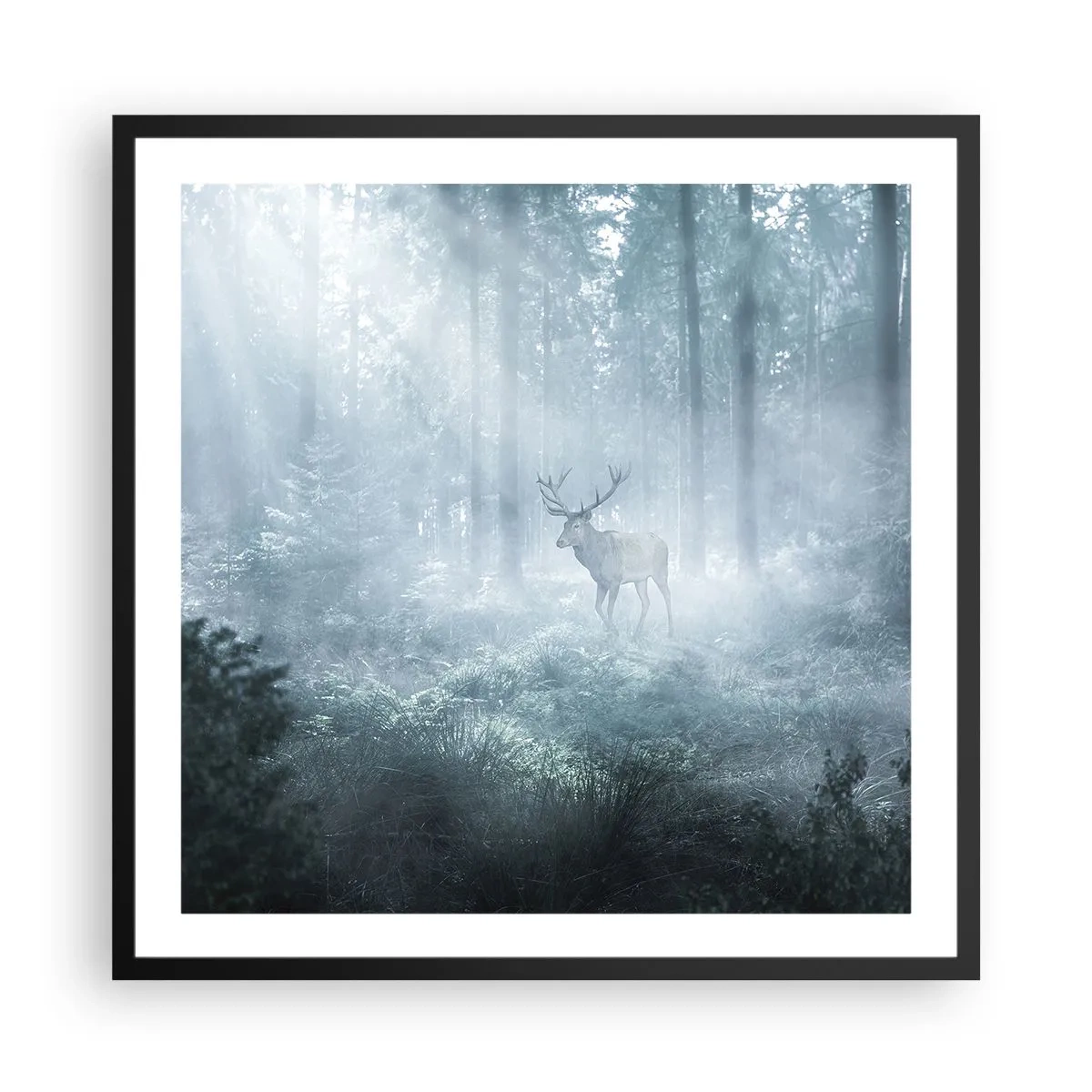 Affisch i svart ram - Morgonrond runt godset - 60x60 cm