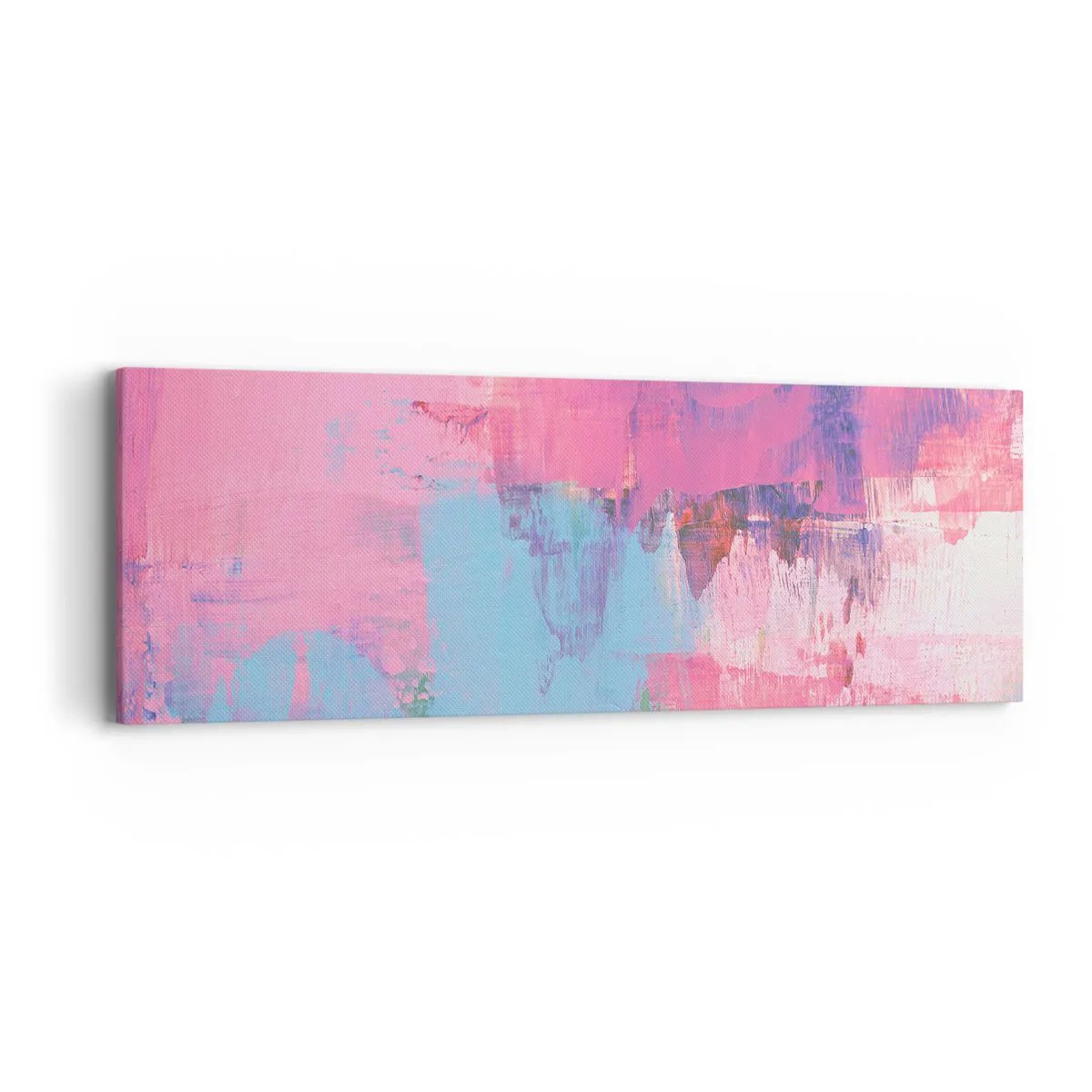 Canvastavla - Bild på duk - Rosa, blått och en gnutta ljus - 90x30 cm