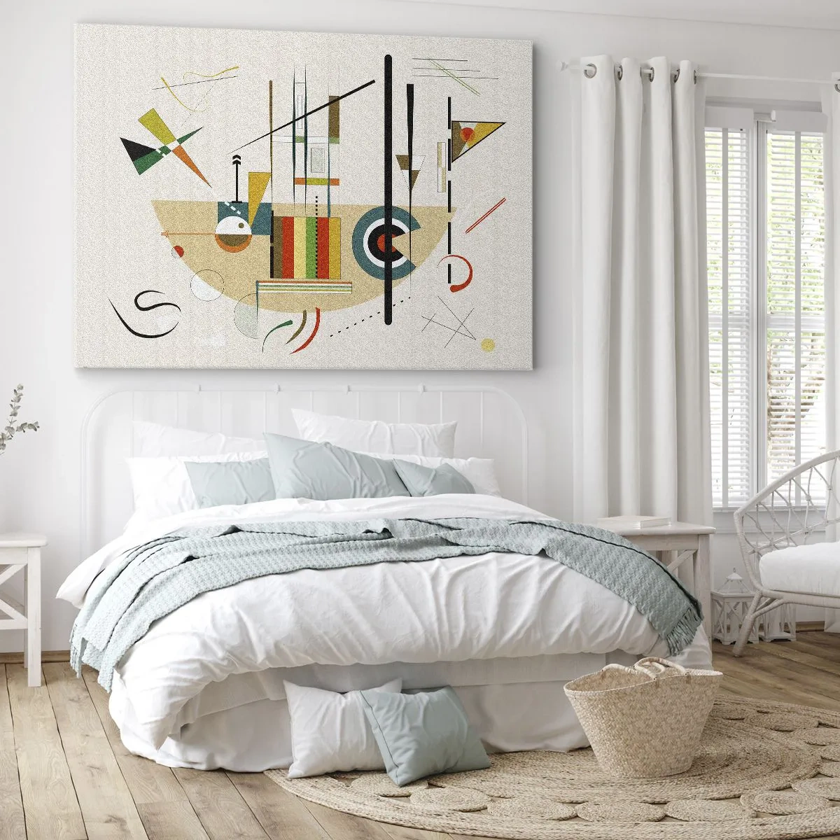 Canvastavla - Bild på duk - Färgglad abstraktion med geometriska former - 70x50cm - Så världen skrattar - Modern väggdekoration för vardagsrum och sovrum ARTTOR