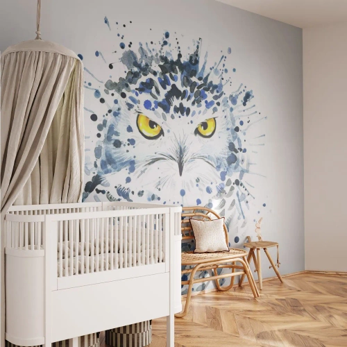 Självhäftande Fototapet Deluxe Sticker - Rakt in i ögonen - Fågel, Uggla, Djur - 250x175 cm