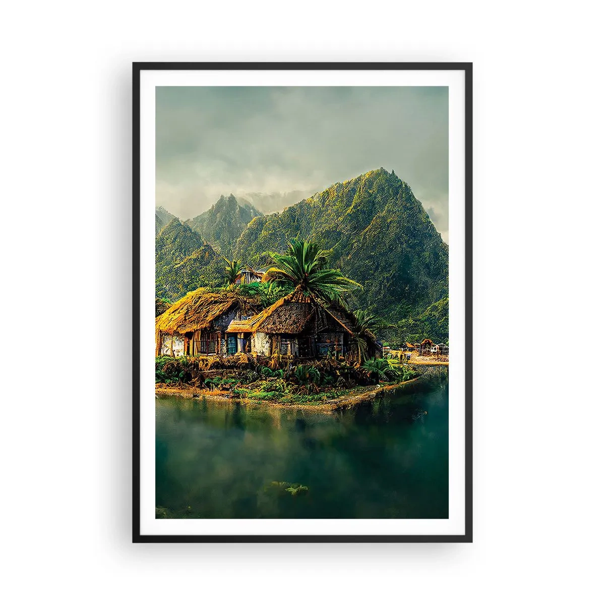 Affisch i svart ram - Tropiskt paradis - 70x100 cm