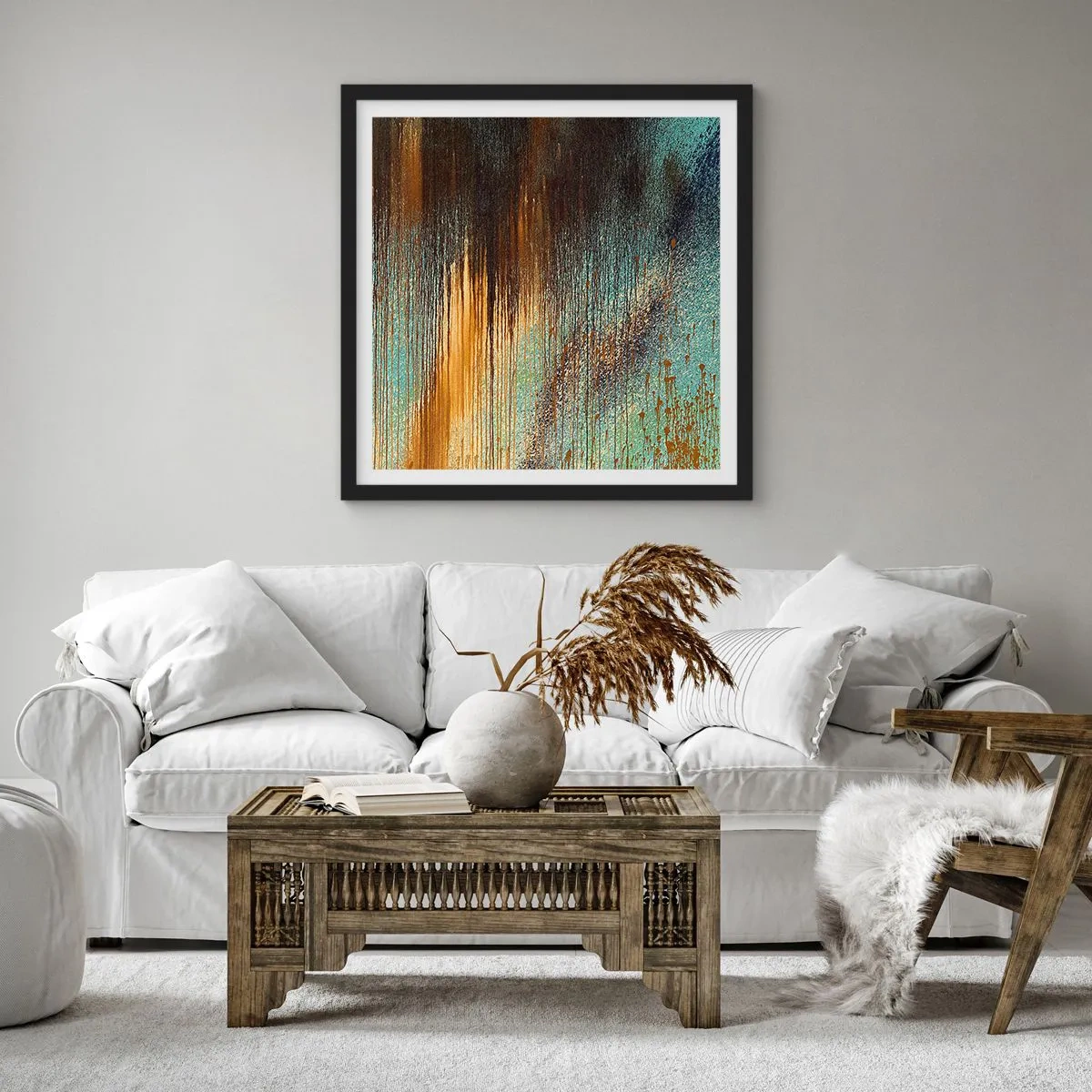 Affisch i svart ram - En oavsiktlig färgglad komposition - 30x30 cm