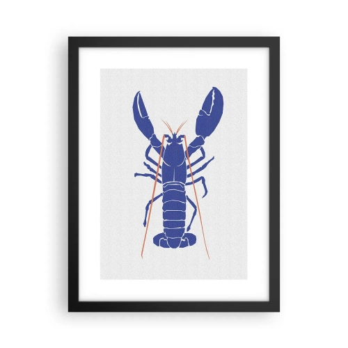 Affisch i svart ram - Utsökt hummer i mörkblått - 30x40 cm