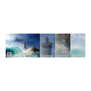 Provbit av fototapet Premium Canvas - På vakt mot elementen - Landskap, Fyr, Storm - 100x30 cm