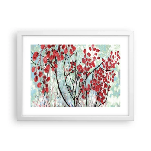 Affisch i vit ram - Träd i scharlakansröd - 40x30 cm