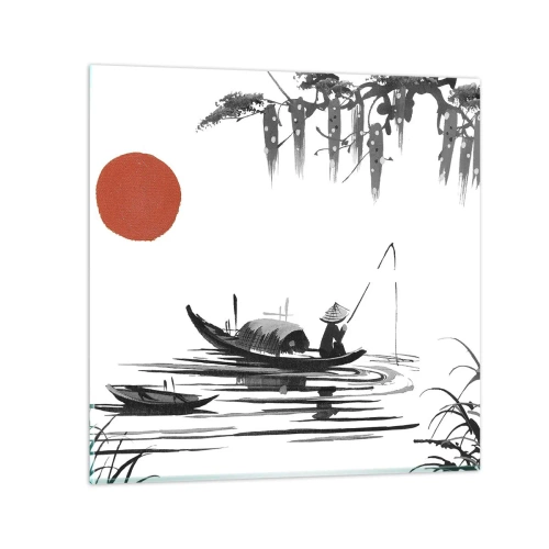 Glastavla - Bild på glas - Asiatisk eftermiddag - 30x30 cm