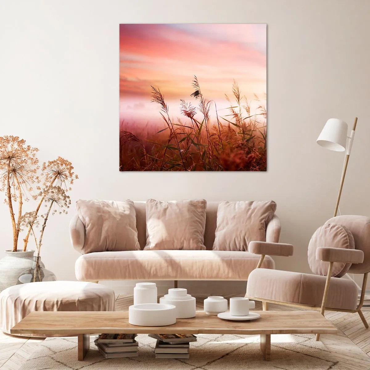 Canvastavla - Bild på duk - Drakar, maskrosor, vind - 60x60 cm