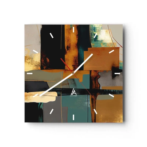 Väggklocka - Klocka på glas - Abstraktion - ljus och skugga - 30x30 cm