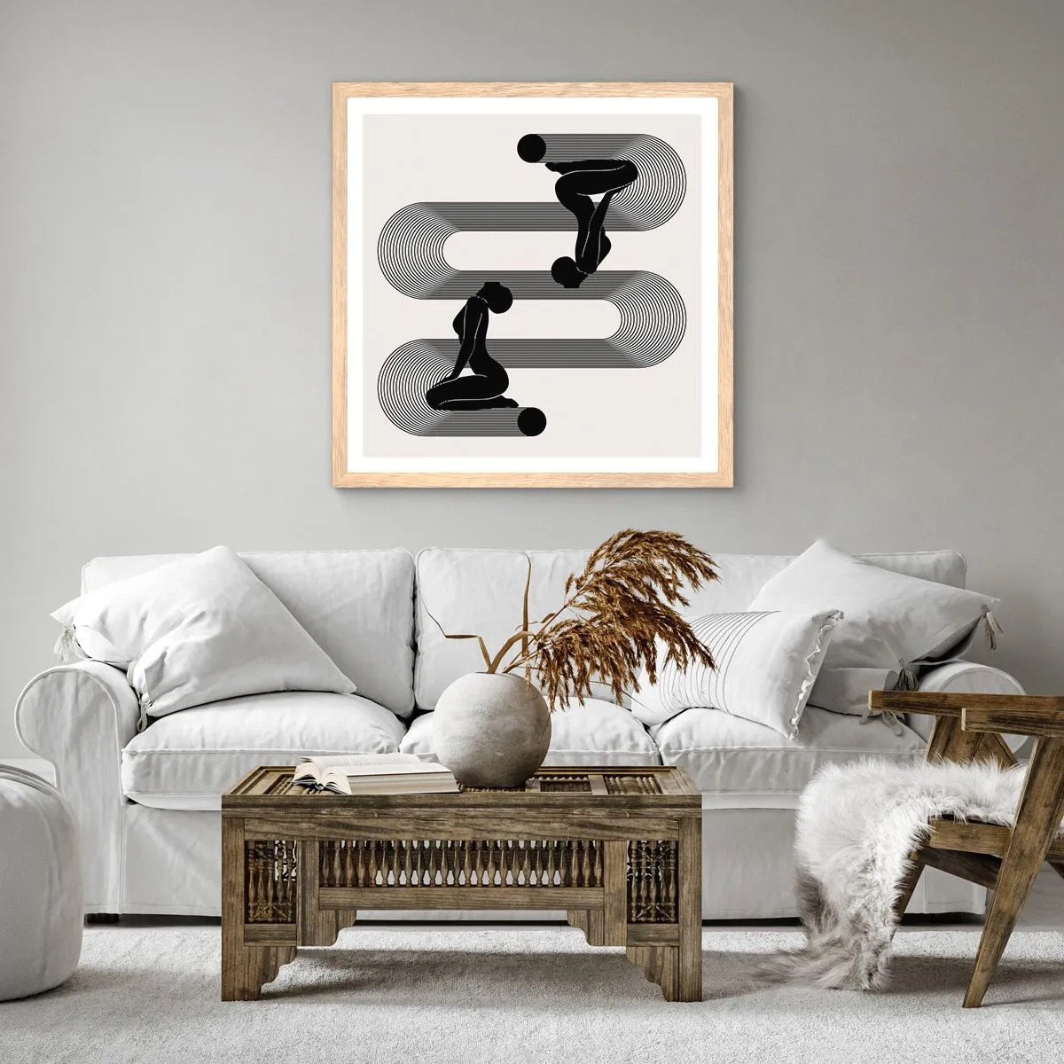 Affisch i ram av ljusek - Sensuell symmetri - 40x40 cm