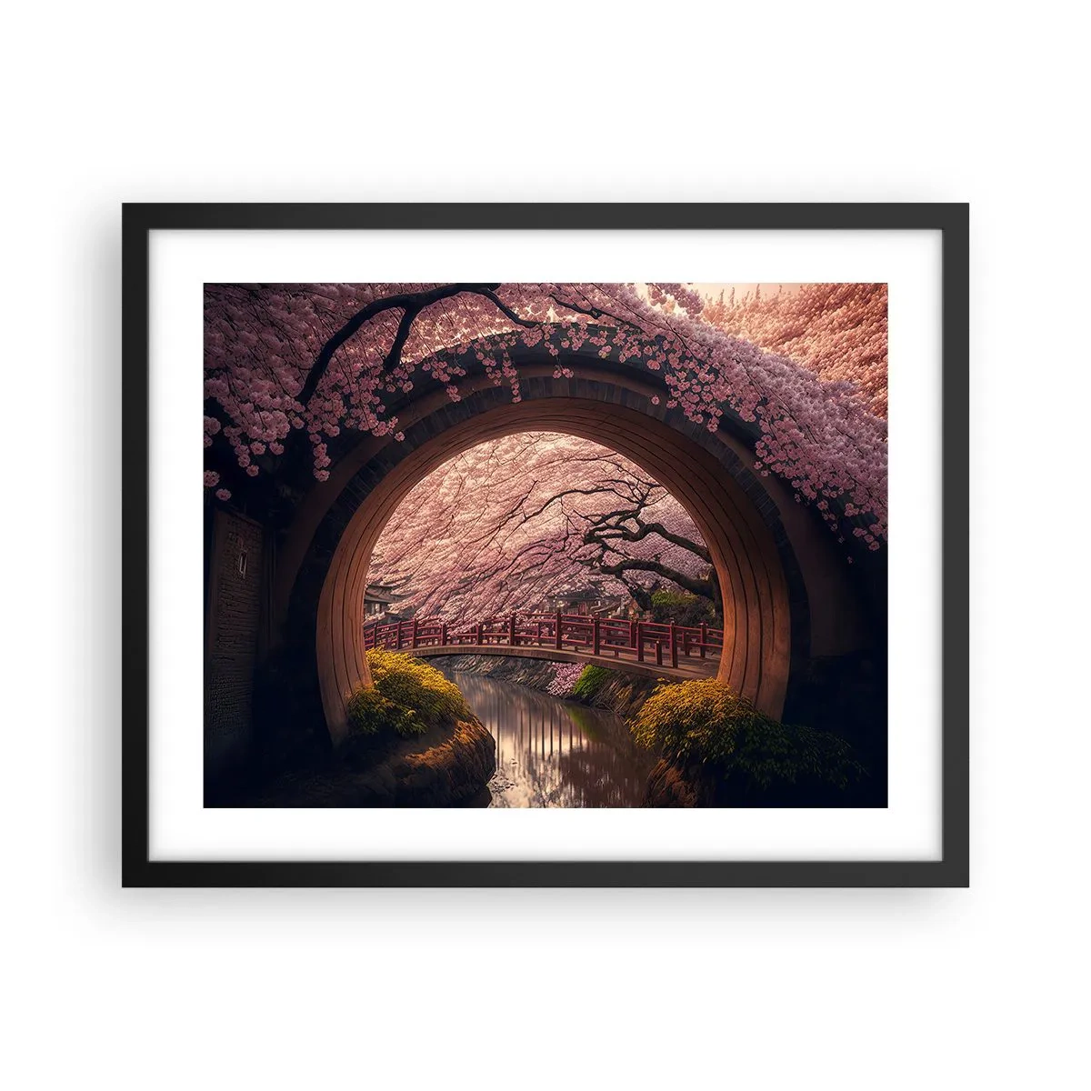 Affisch i svart ram - Japansk vår - 50x40 cm