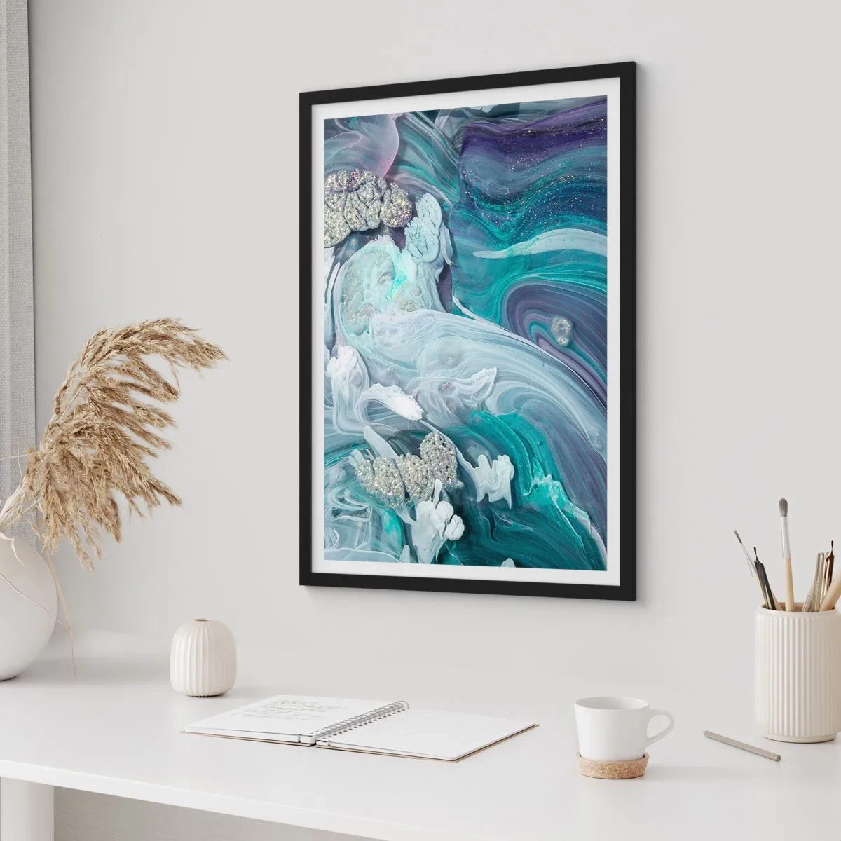 Affisch i svart ram - Blåhetens strömmar - 61x91 cm