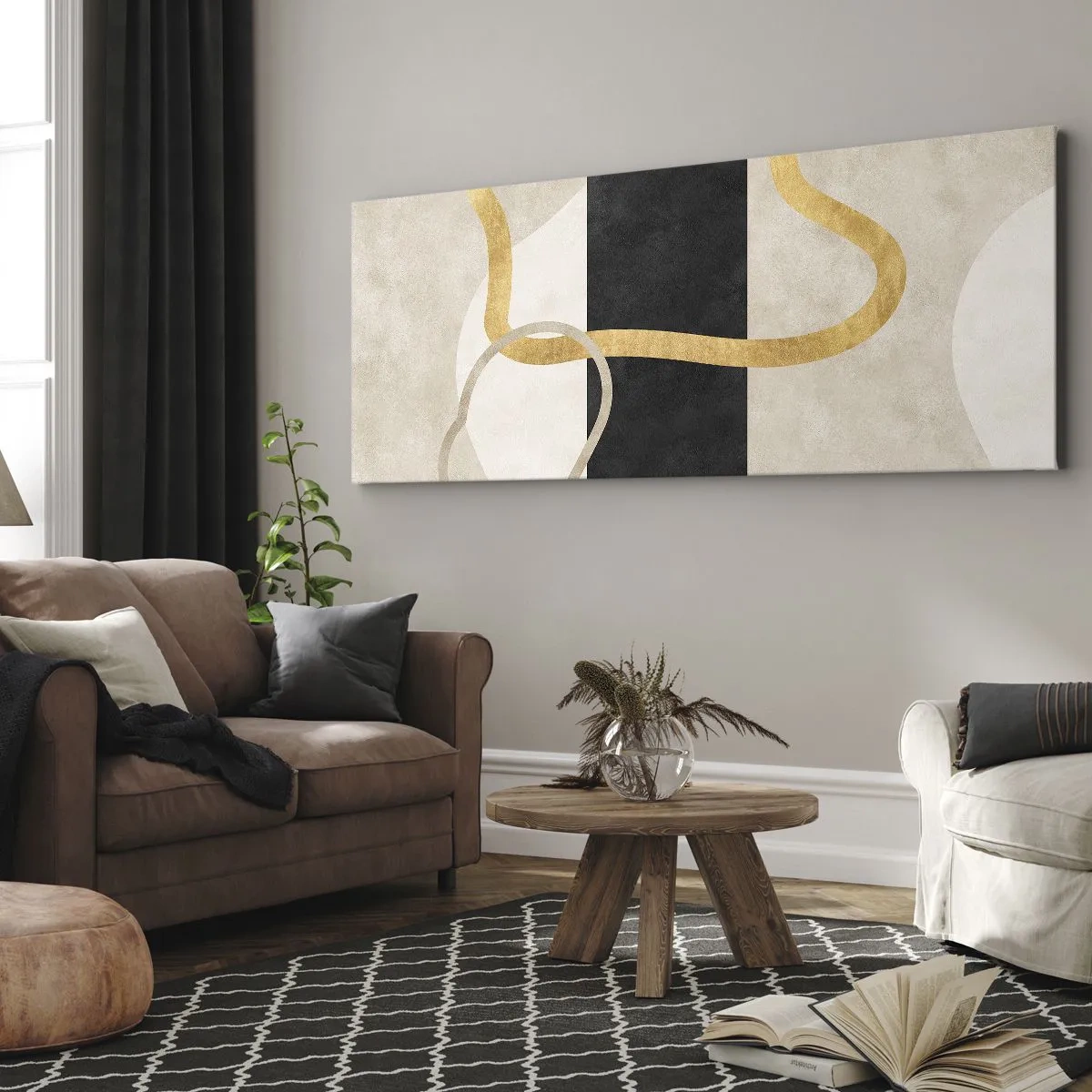 Canvastavla - Bild på duk - Slingrande former - 100x40 cm