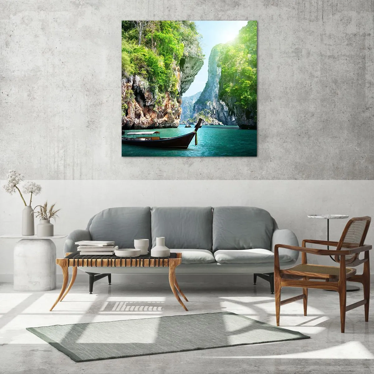 Glastavla - Bild på glas - Inbjudan till exotisk resa - 40x40 cm