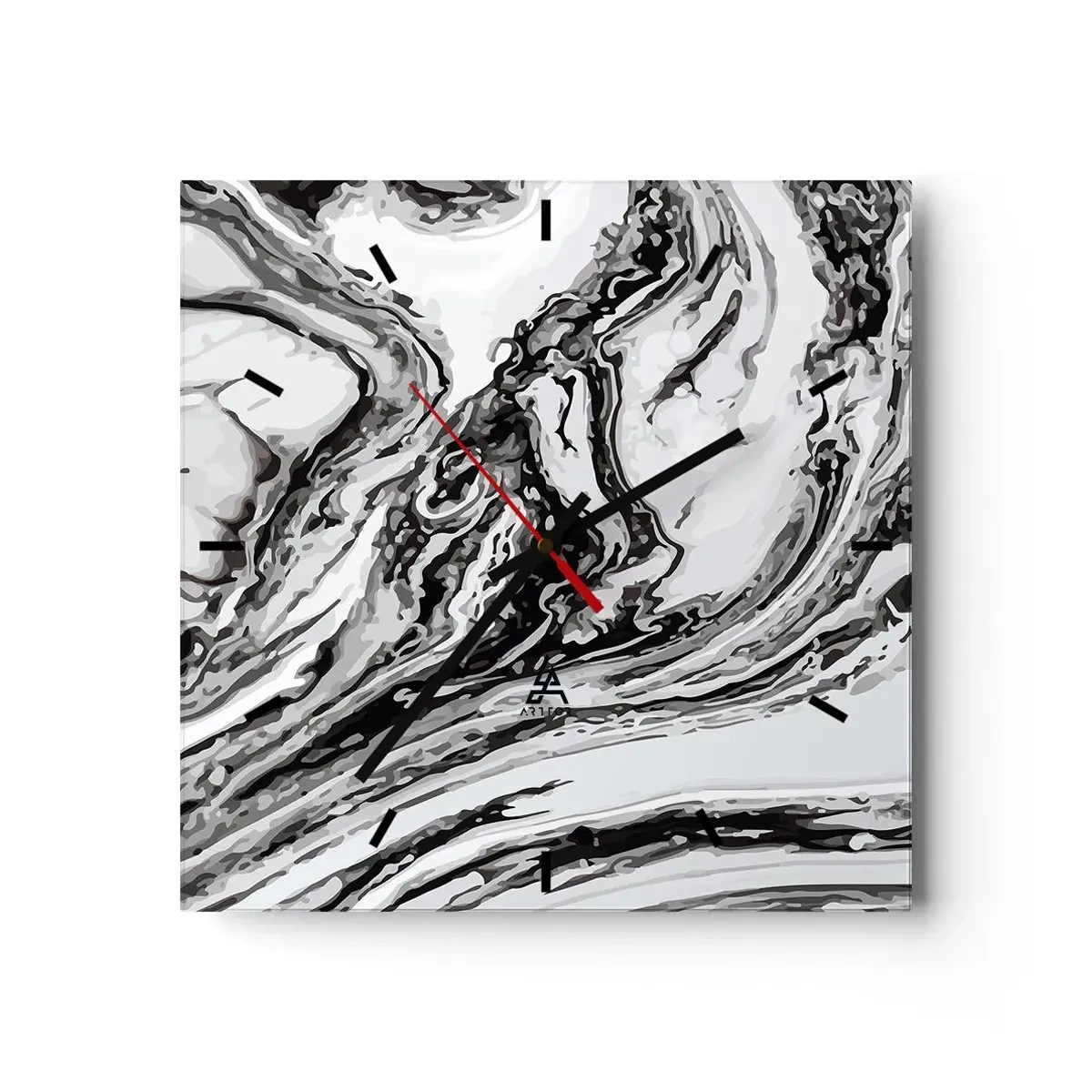 Väggklocka - Klocka på glas - I början var det kaos - 30x30 cm