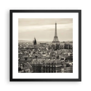 Affisch i svart ram - Över Paris tak - 40x40 cm