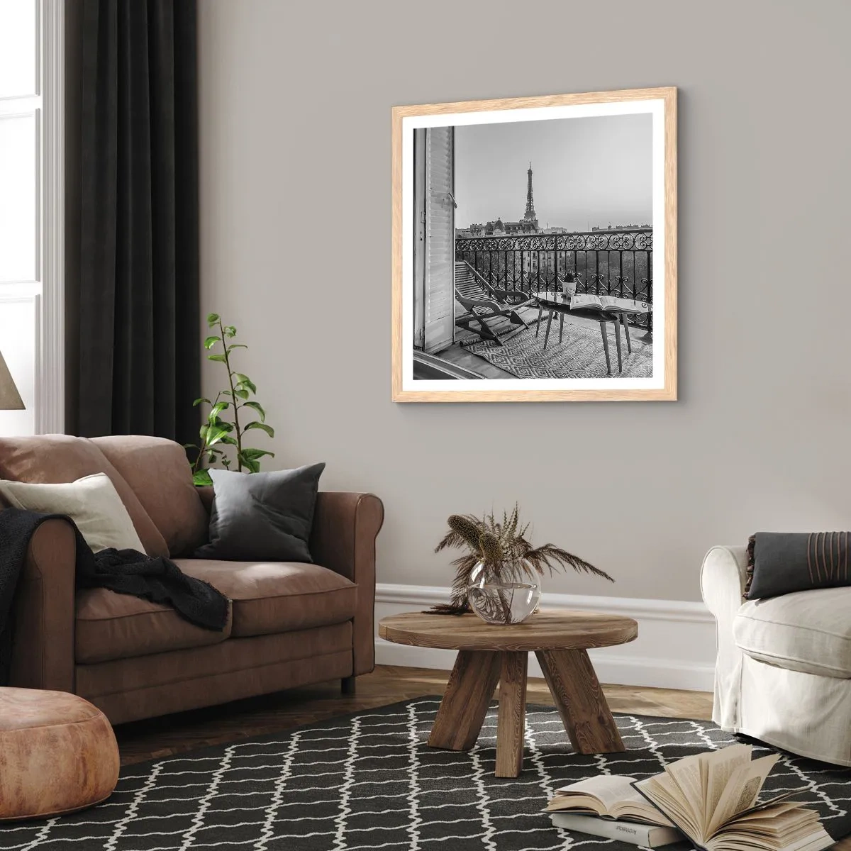 Affisch i ram av ljusek - En eftermiddag i Paris - 40x40 cm