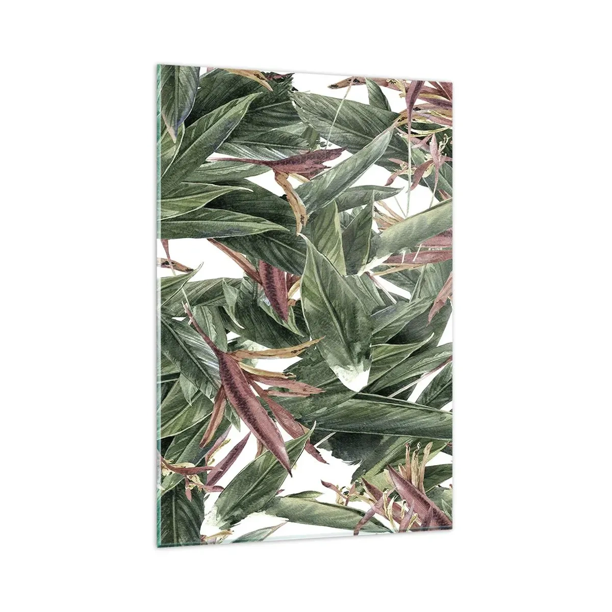 Glastavla - Bild på glas - Smaragd-lila växter - 80x120 cm