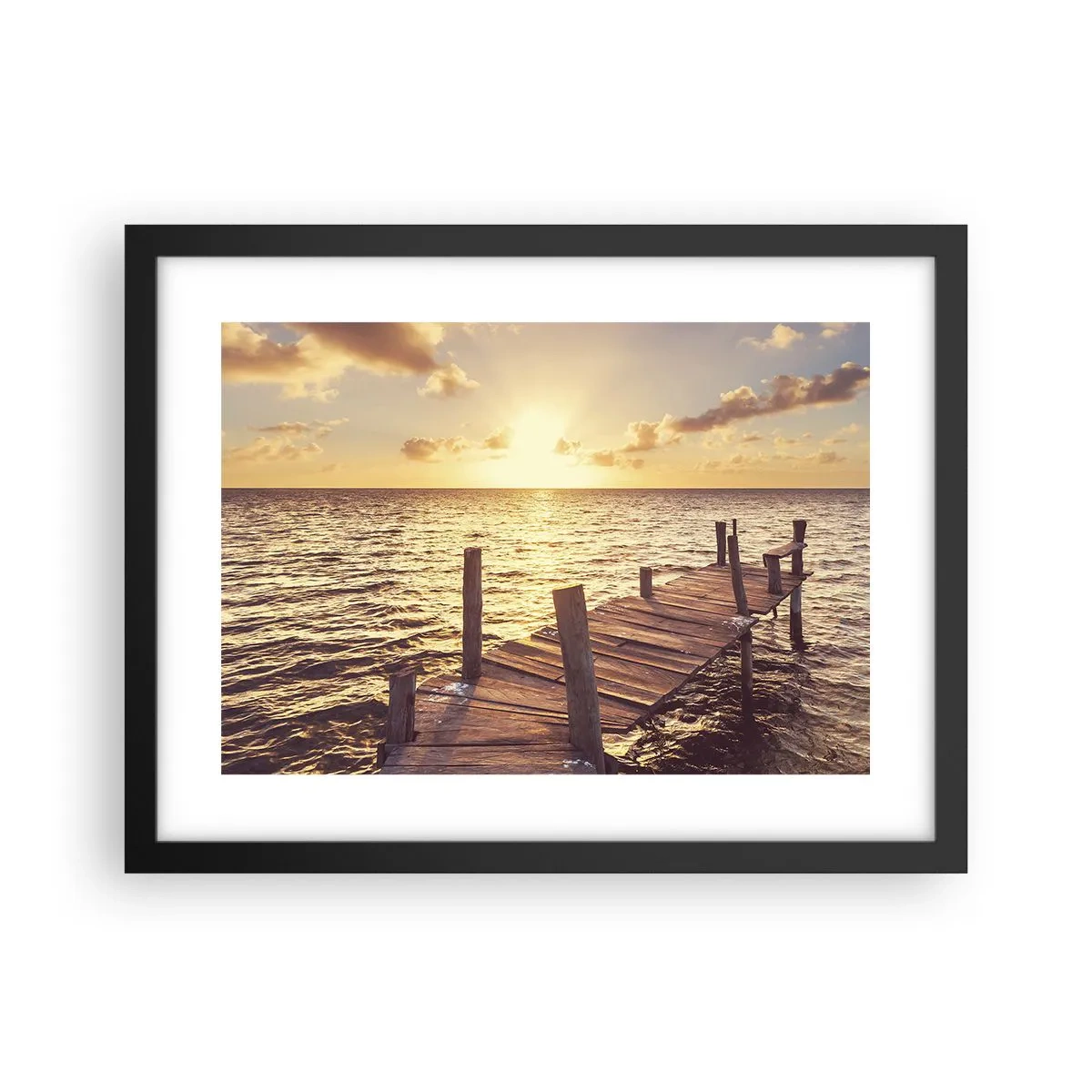 Affisch i svart ram - Gyllene mildhetslandskap - 40x30 cm