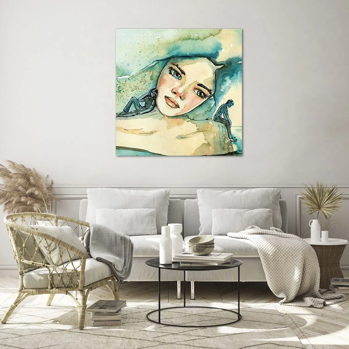 Glastavla - Bild på glas - Am I blue? - 70x70 cm