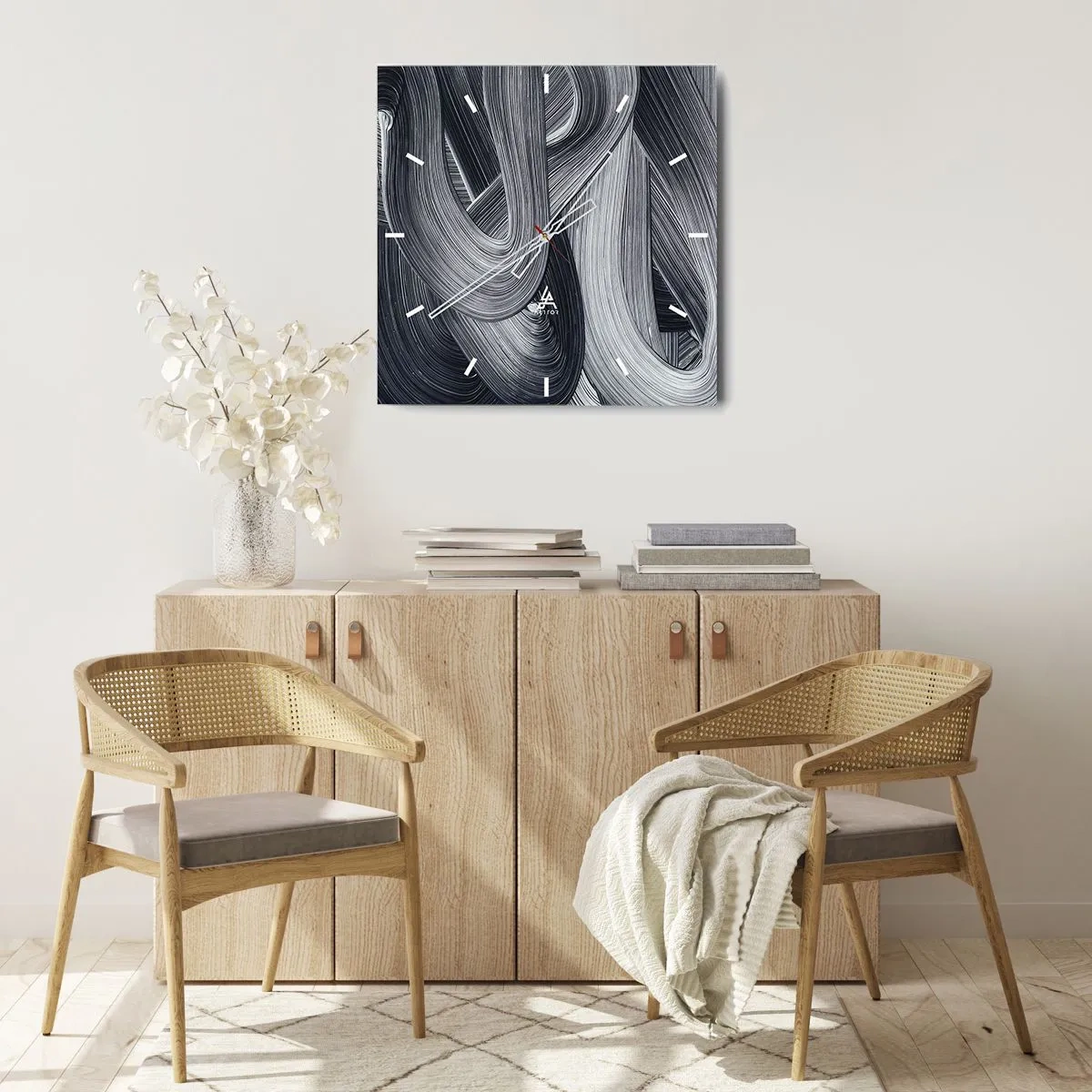 Väggklocka - Klocka på glas - Verklighetens flythet - 40x40 cm