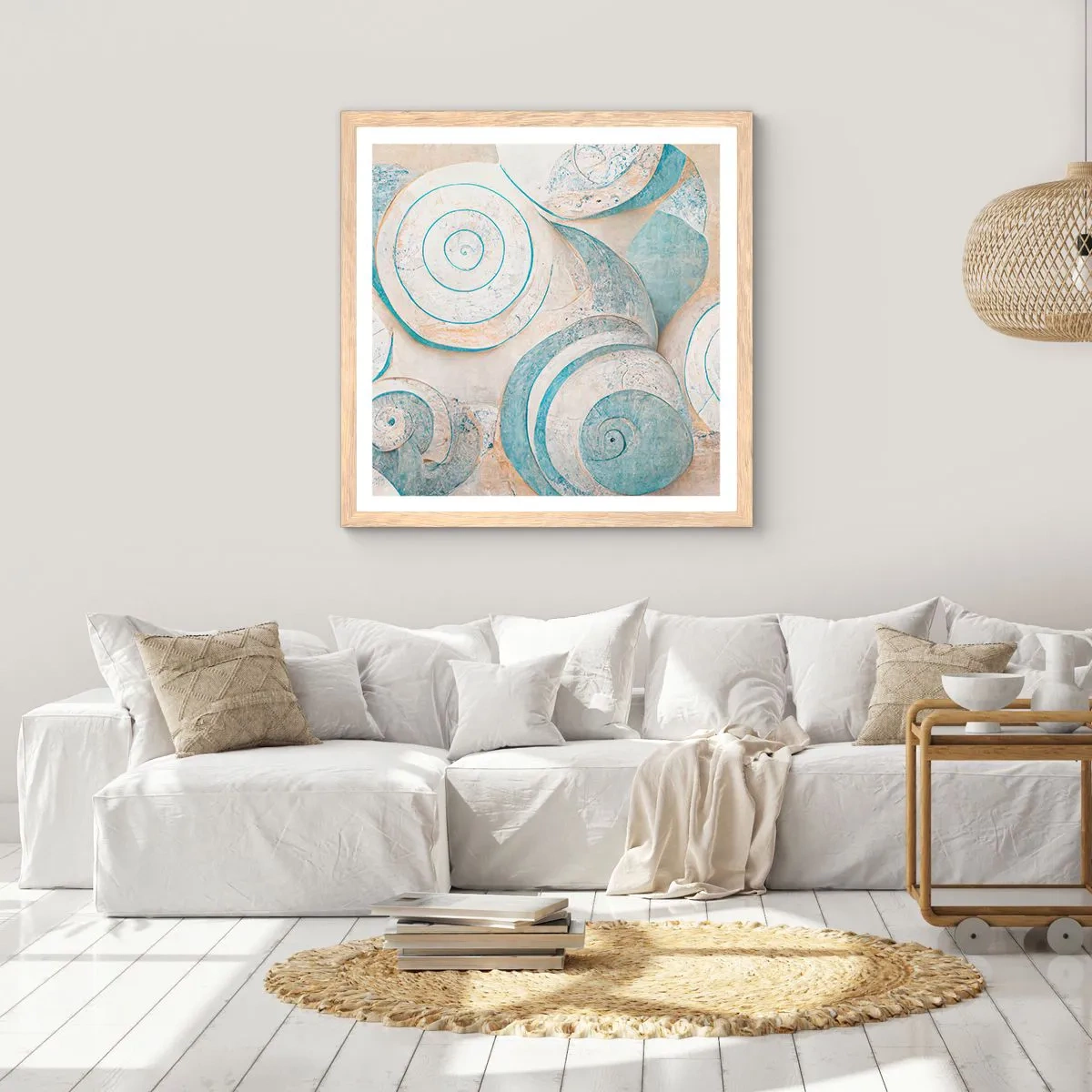 Affisch i ram av ljusek - Vad döljer musslan? - 50x50 cm