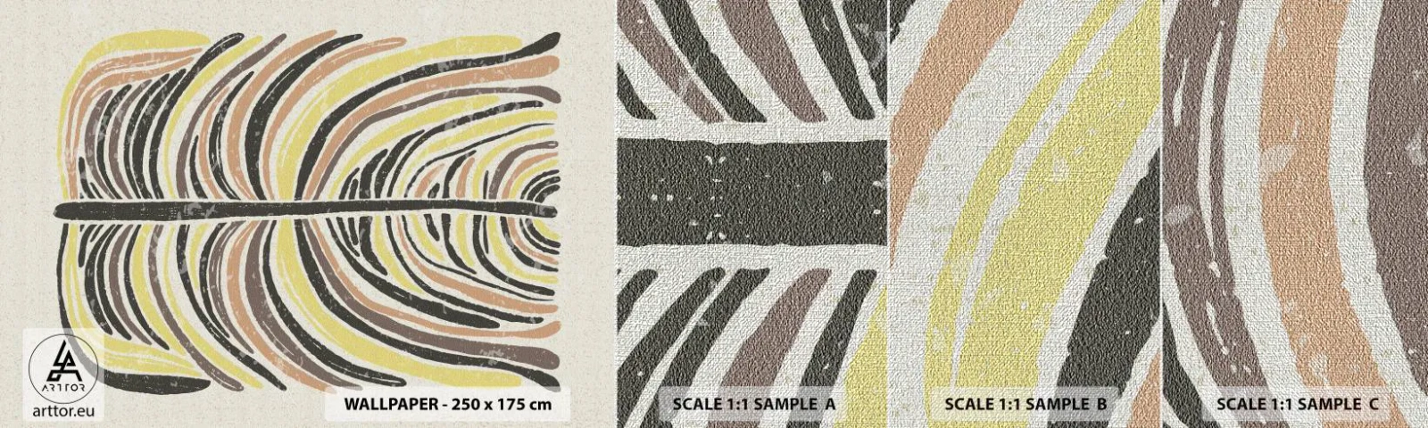 Provbit av fototapet Premium Canvas - Pulserande abstraktion - Boho, Minimalism, Pastell - 100x30 cm