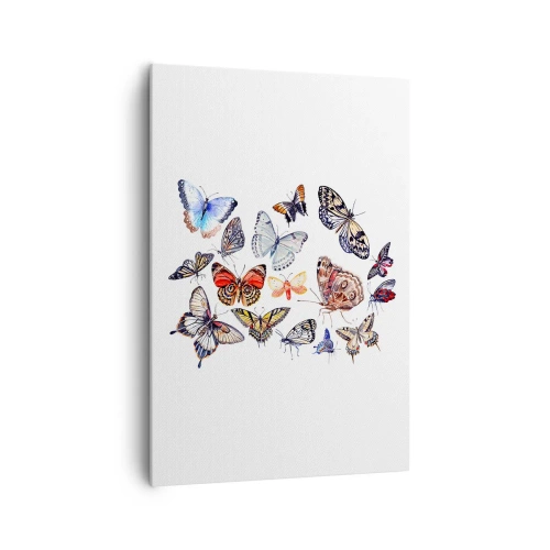 Canvastavla - Bild på duk - Färgglada fjärilar - 70x100 cm