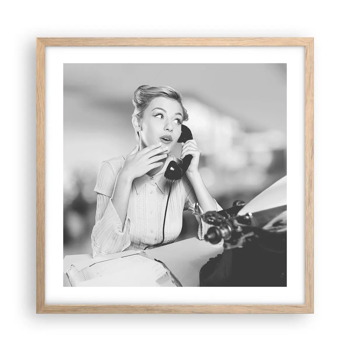 Affisch i ram av ljusek - Hallå, tillbaka till 50-talet. - 50x50 cm