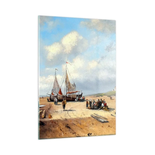 Glastavla - Bild på glas - Efter en lyckad fångst - 50x70 cm